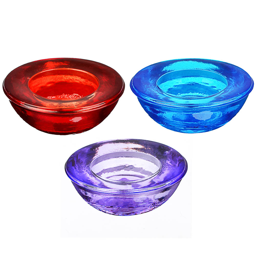 Подсвечник цветной "Хей", 7,5х2,6см, 3 цвета, 2476, арт.№ 477-025