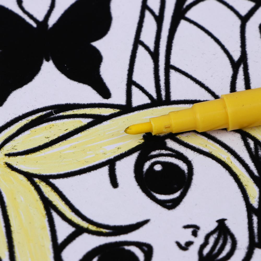 ХОББИХИТ Раскраска бархатная антистресс, бумага, 6 фломастеров, 21х28см, 8 дизайнов, арт.№ 284-235