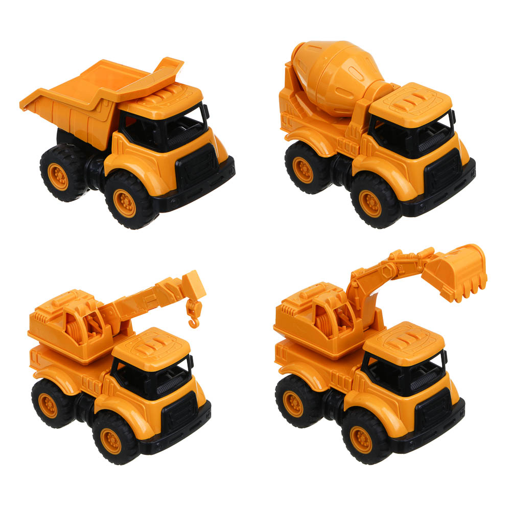 ИГРОЛЕНД Машинка "Спецтехника", инерция, трещотка, подвижные детали, ABS, 10х7,5х6,5 см, 4 дизайна, арт.№ 292-432