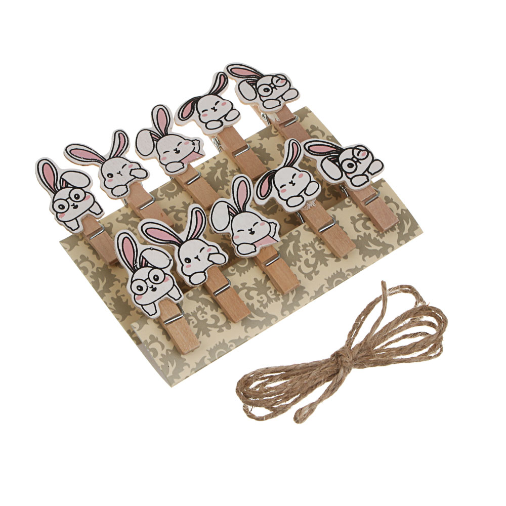 Набор прищепок тм LADECOR, дерево, металл, 14,5х12 см, 10 шт, 2 вида, арт.№ 535-221