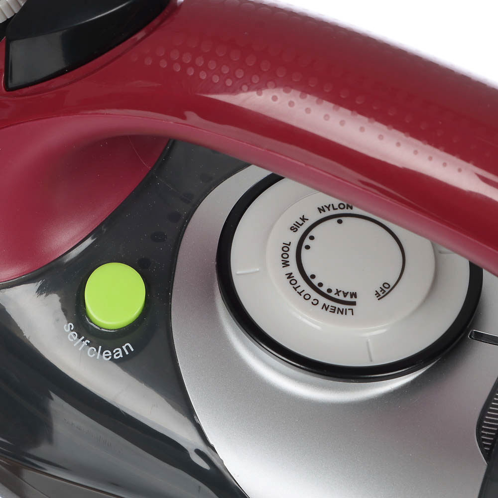 LEBEN Утюг с отпаривателем 2400 Вт, подошва - керамическое покрытие, бордо, арт.№ 249-021