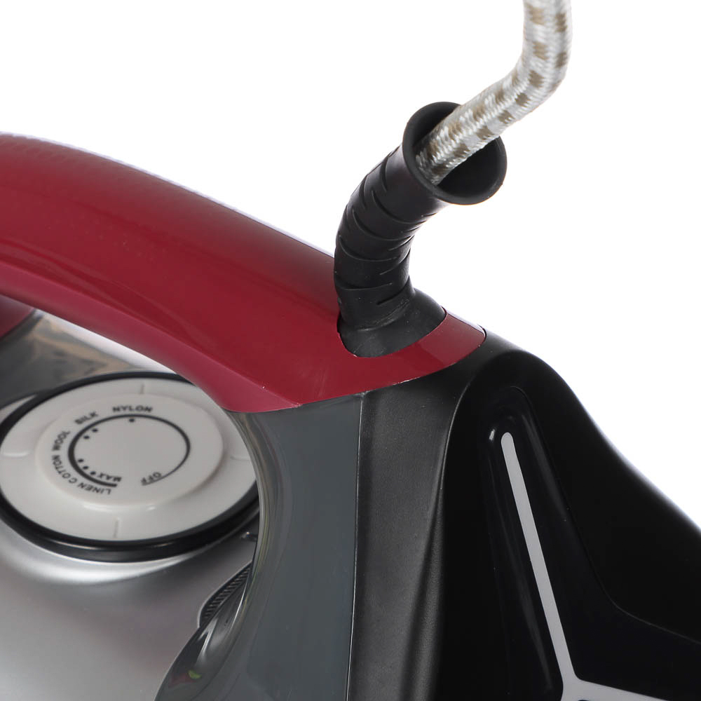 LEBEN Утюг с отпаривателем 2400 Вт, подошва - керамическое покрытие, бордо, арт.№ 249-021