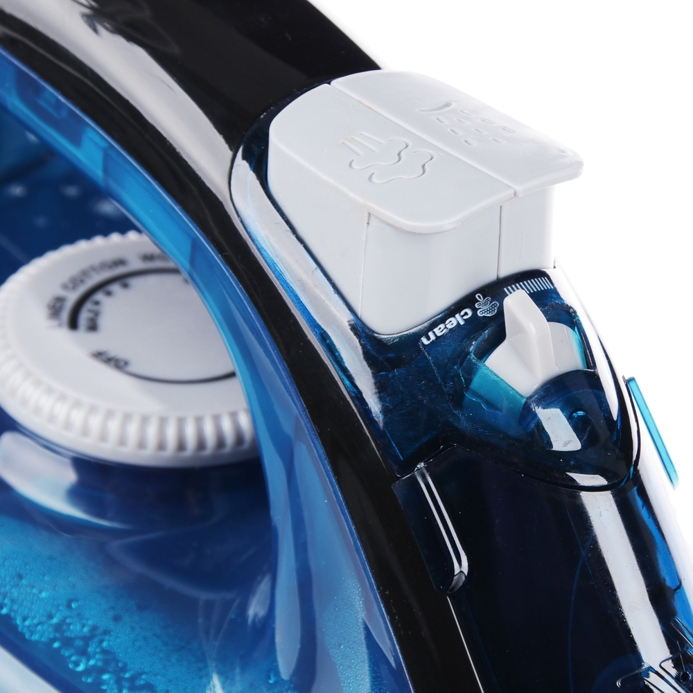 LEBEN Утюг с отпаривателем 1600 Вт, подошва - керамическое покрытие, синий, арт.№ 249-022