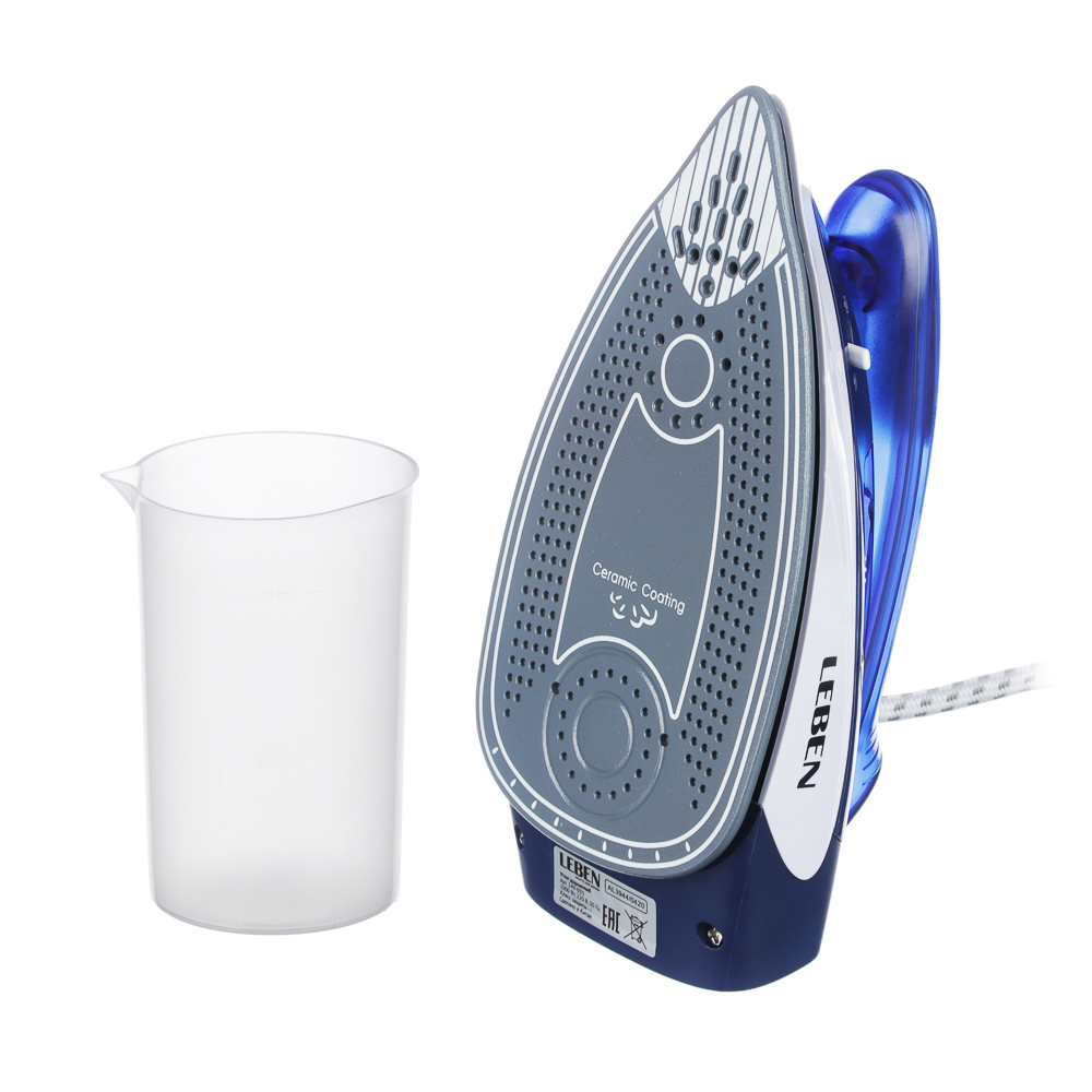 LEBEN Утюг дорожный со складной ручкой, 1000 Вт, керамика, арт.№ 249-033