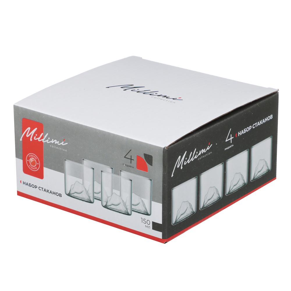 MILLIMI Набор стаканов Вершина 150 мл, 4 шт, стекло, арт.№ 878-619