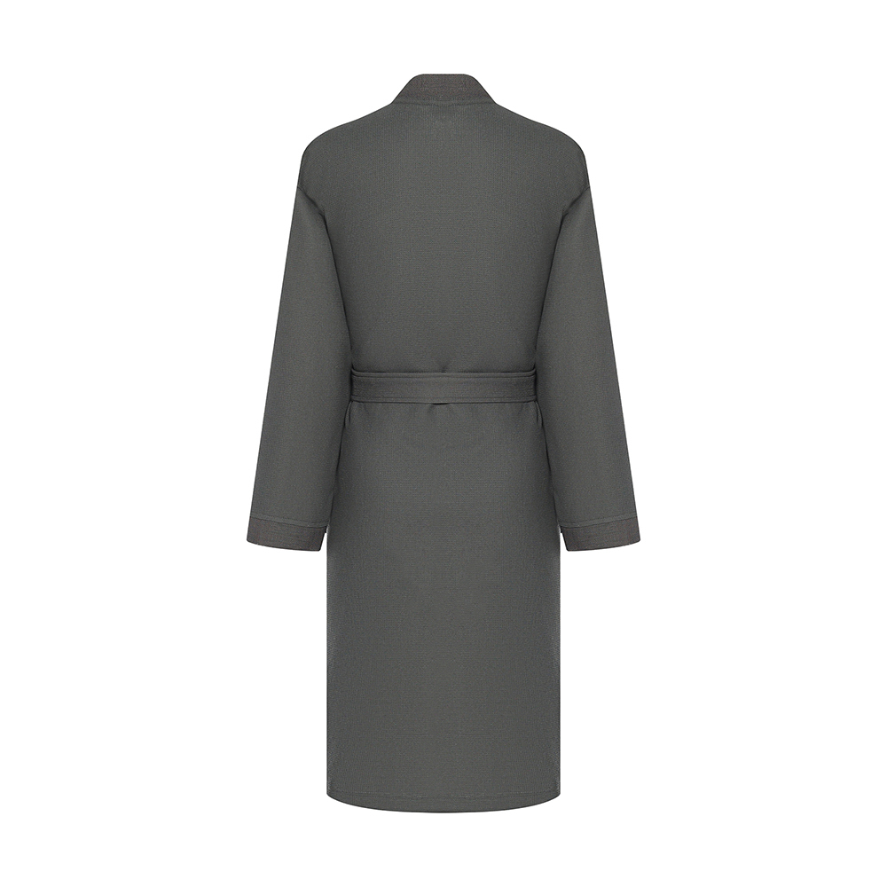 BY COLLECTION Халат мужской вафельный, size L, 90% хлопок, 10% полиэстер, графит, арт.№ 482-615