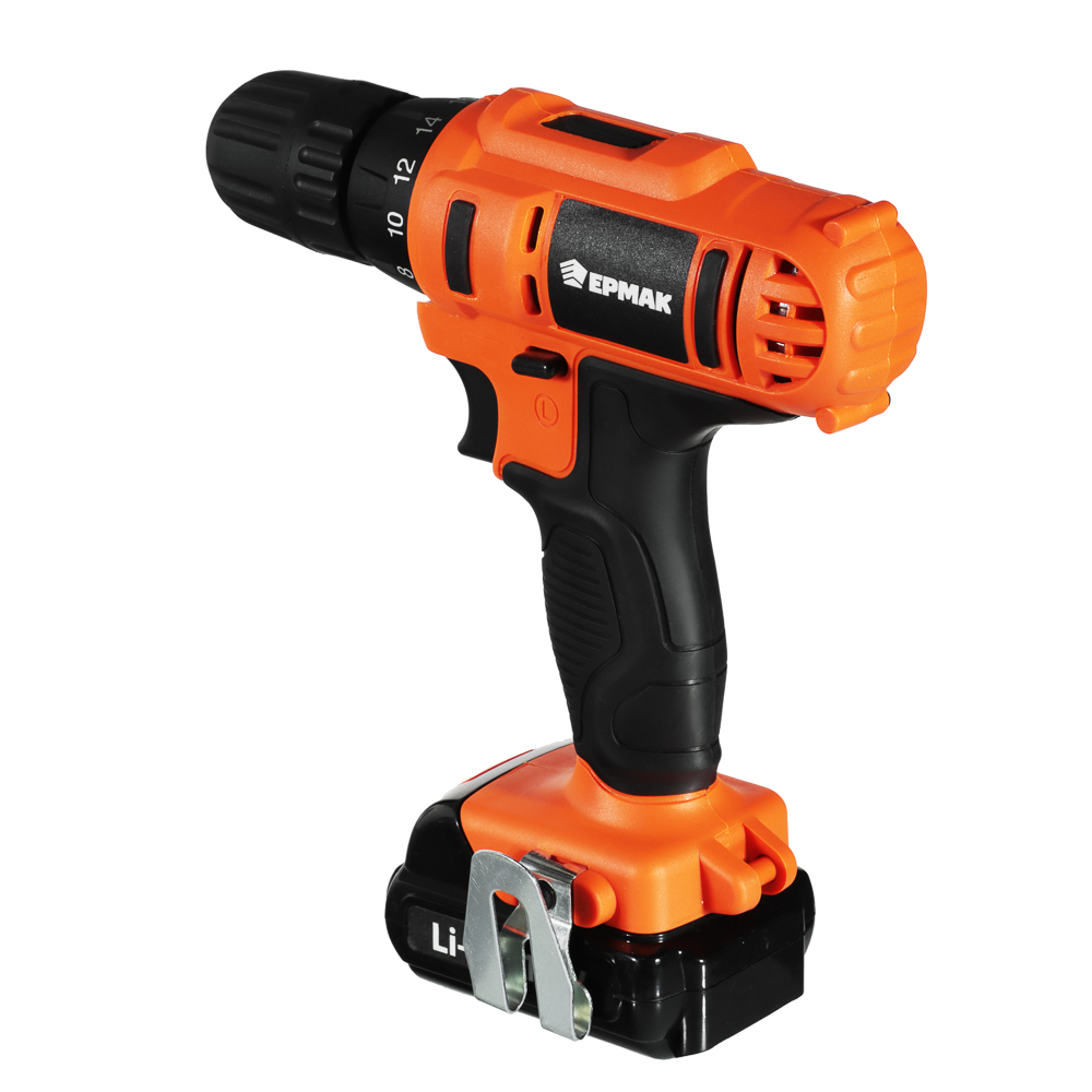 ЕРМАК Дрель-шуруповерт, аккумуляторная ДША-12В /1,3Ач/Li-Ion/ 18 Н*м/18+1 скор/1аккум/коробка, арт.№ 646-312