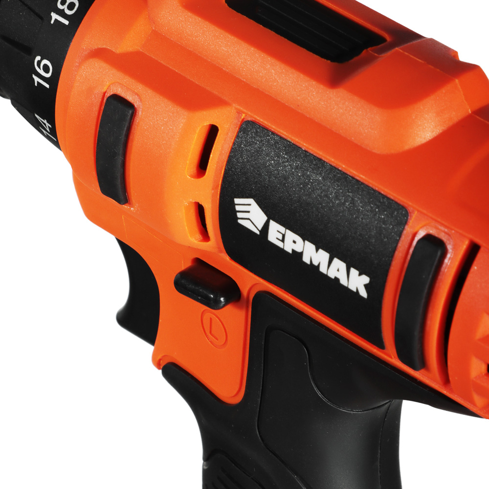 ЕРМАК Дрель-шуруповерт, аккумуляторная ДША-12В /1,3Ач/Li-Ion/ 18 Н*м/18+1 скор/1аккум/коробка, арт.№ 646-312