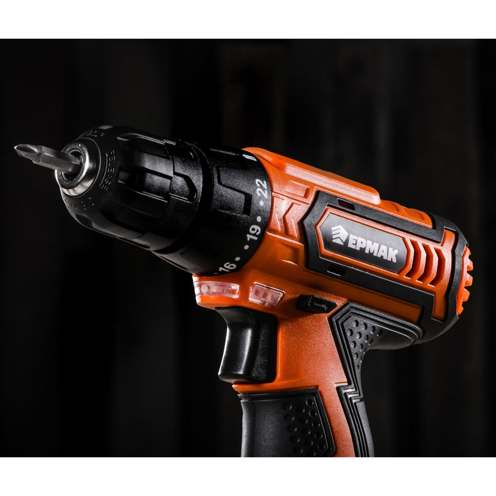 ЕРМАК Дрель-шуруповерт аккумуляторная ДША-12B, 0-550 об/мин, 1,3 Li-ion. 21 H*m, подсветка, арт.№ 646-322