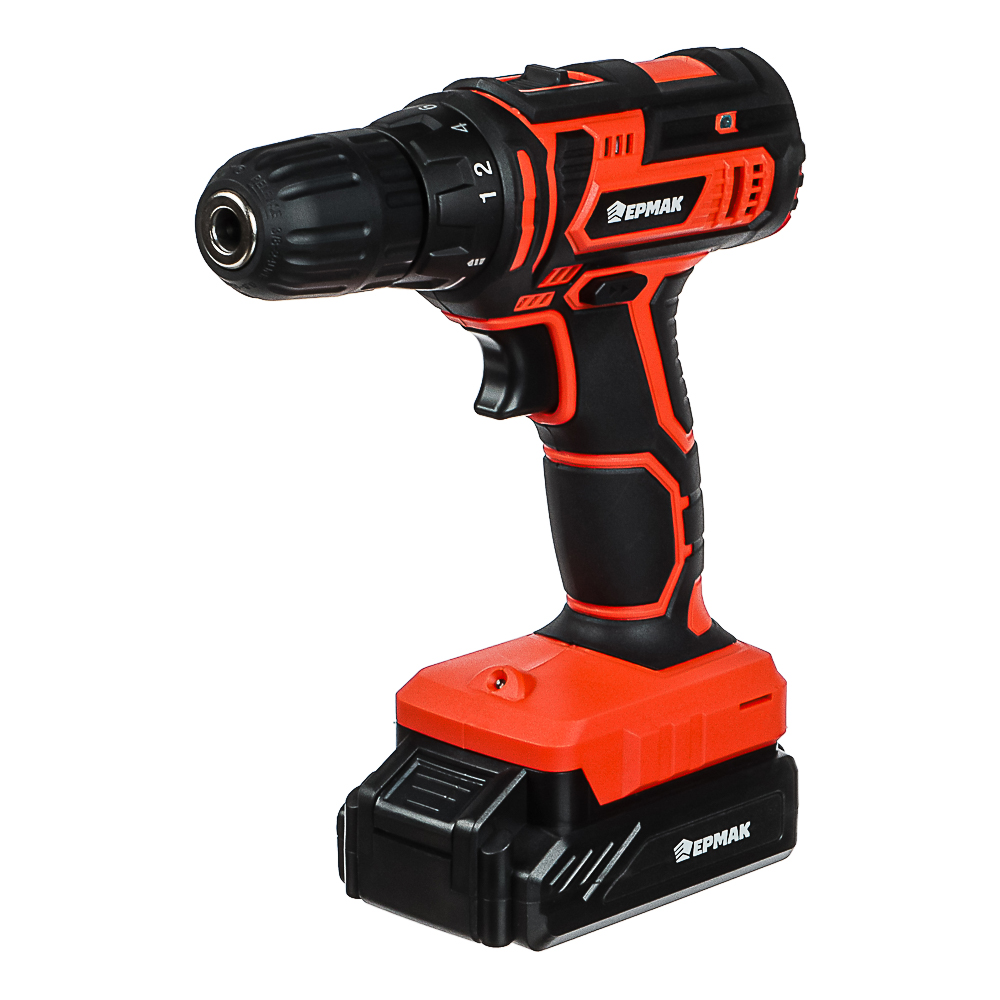 ЕРМАК Дрель-шуруповерт аккумуляторная ДША-18, 0-450-1550 об/мин, 1,3 Li-on (1),30Н*м, подсветка, арт.№ 646-325