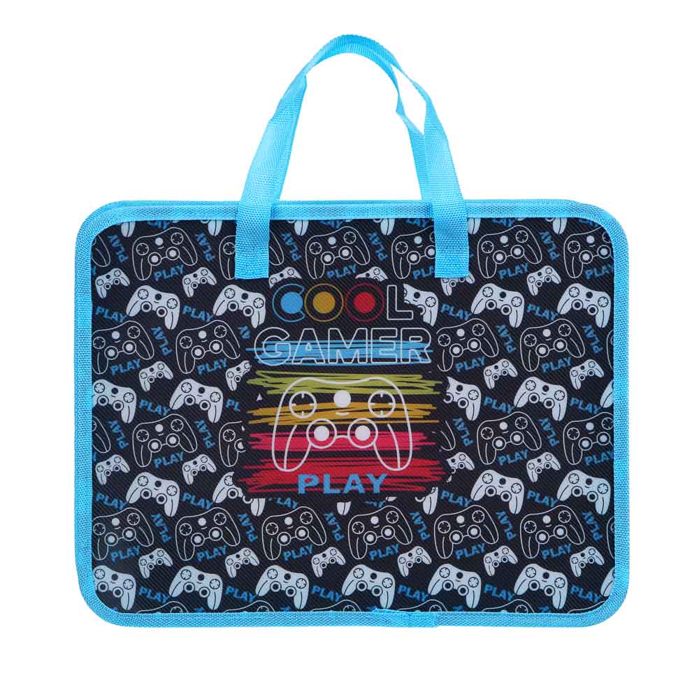 КУЛ ГЕЙМЕР Папка для тетрадей 33,5x26см, для A4, расширение, молния сверху, ручки, пластик, арт.№ 236-091