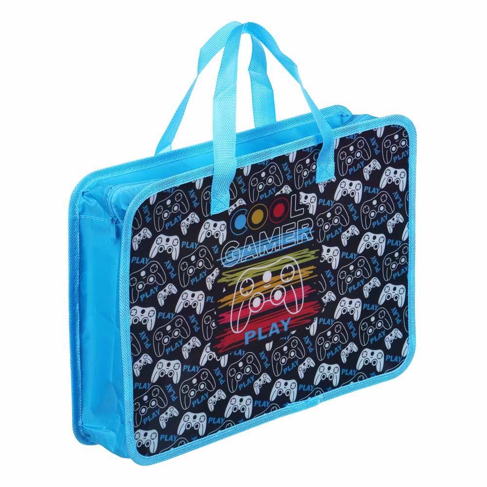 КУЛ ГЕЙМЕР Папка для тетрадей 33,5x26см, для A4, расширение, молния сверху, ручки, пластик, арт.№ 236-091