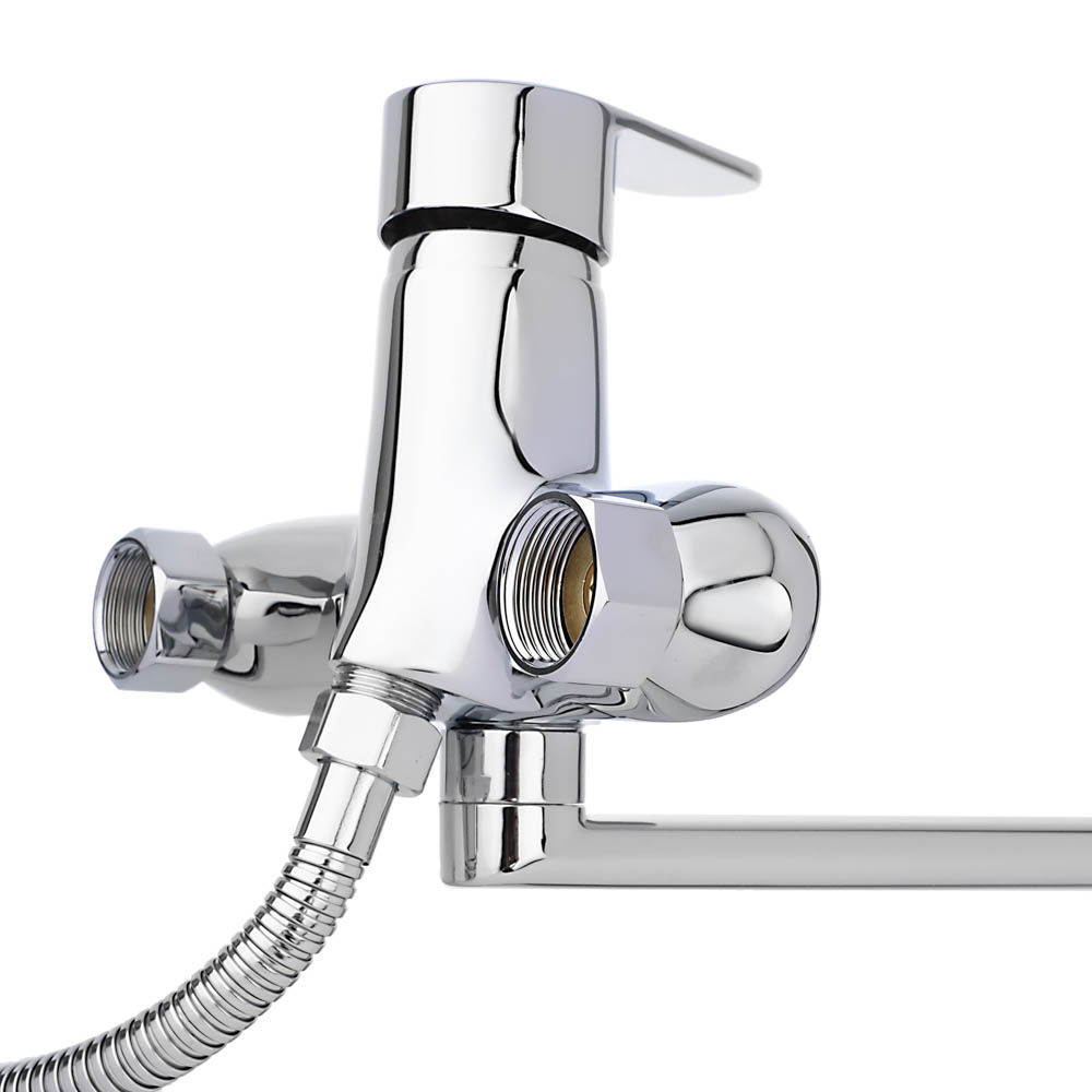 RAIN Смеситель для ванны Гранат, прямой излив 35см, душ. набор, картридж 35мм, латунь, хром, арт.№ 561-331