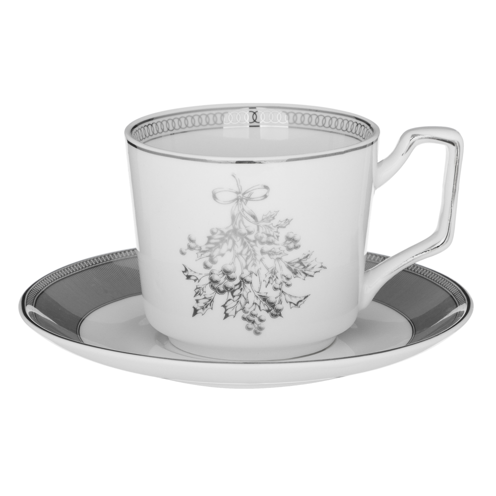 BY COLLECTION Сильвер Набор чайный 2 пр., 260мл, 15см, костяной фарфор, подарочная упаковка, арт.1, арт.№ 820-775