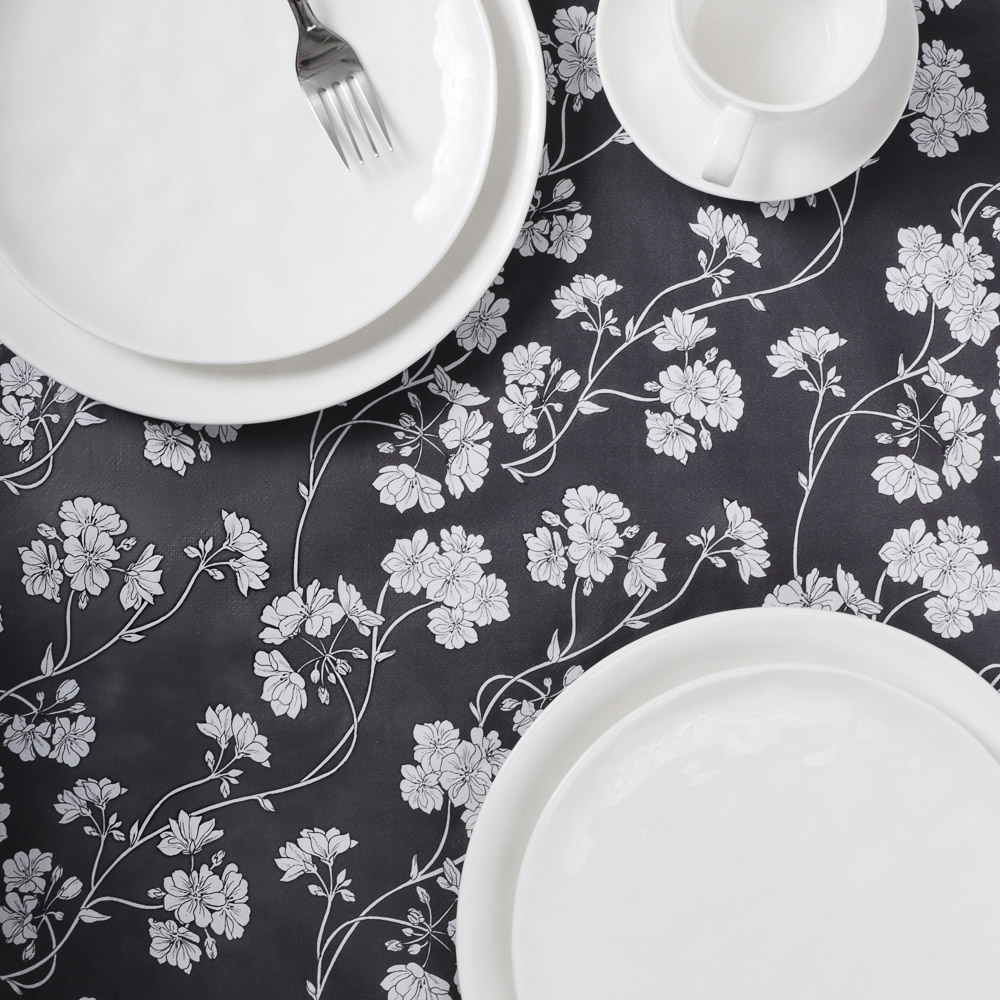 PROVANCE Бейкери Скатерть ПВХ 140х180см, серый, цветы, арт.№ 479-293