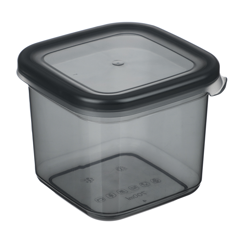 Ёмкость для сыпучих продуктов 0,7л 110х105х95мм, пластик, графит, арт.№ 861-583