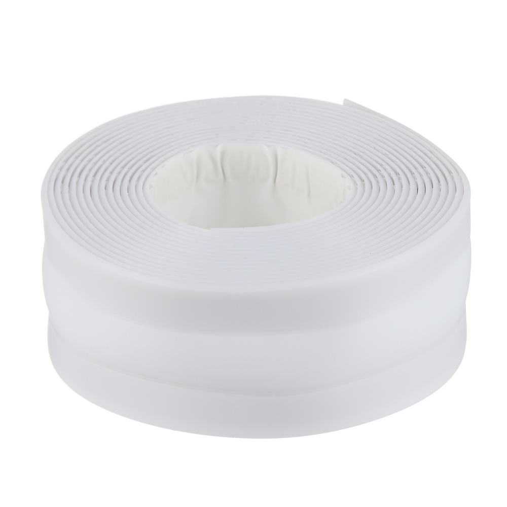 ЕРМАК Лента бордюрная самоклеящаяся фигурная белая 38ммх3,35м, полиэтилен +2 уголка и заглушки, арт.№ 472-033