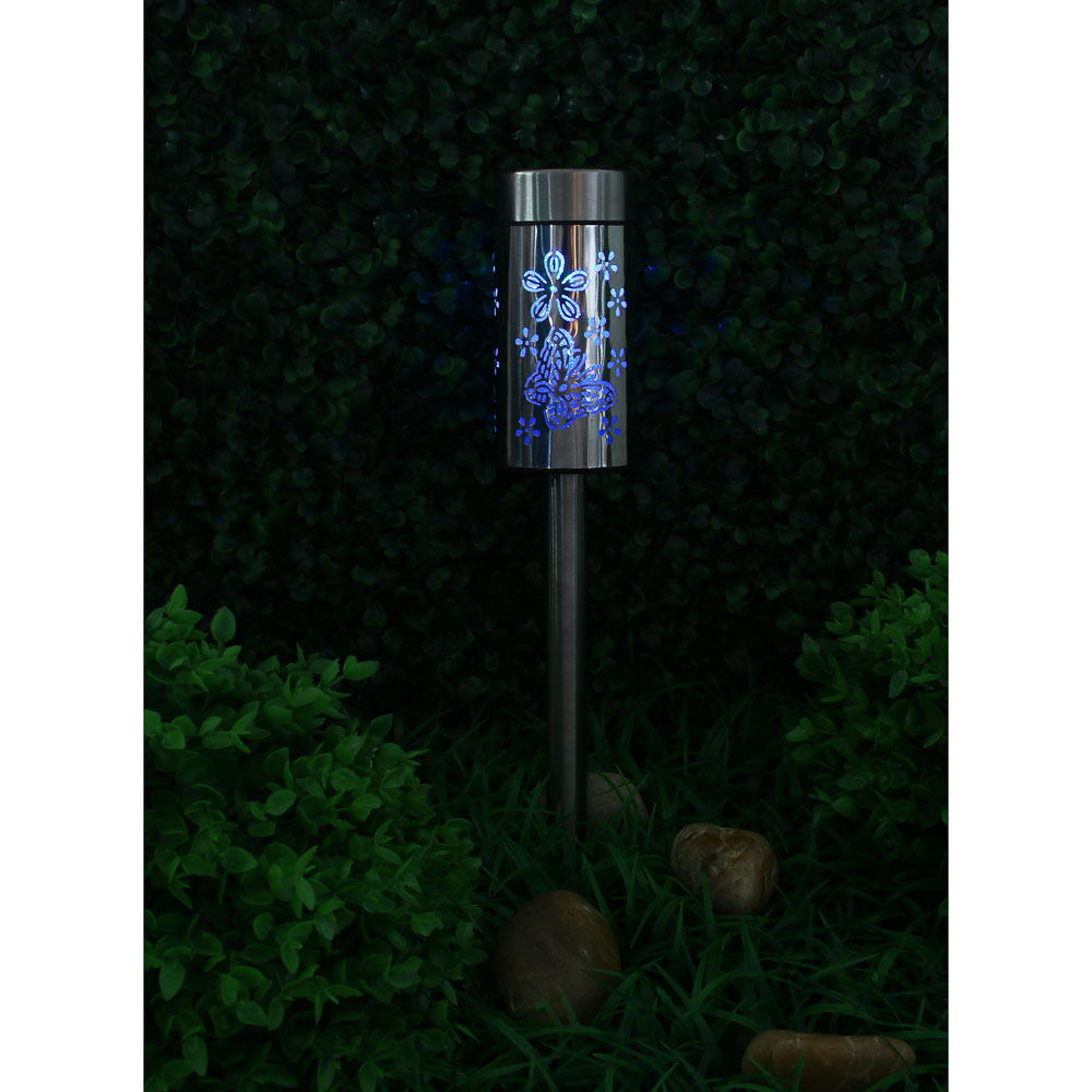 INBLOOM Фонарь на солн. бат. 6х41,5см LED1*RGB IP44 1*1.2V Ni-MH AAA600mAH 2.1v35мА, металл, пласт., арт.№ 475-297
