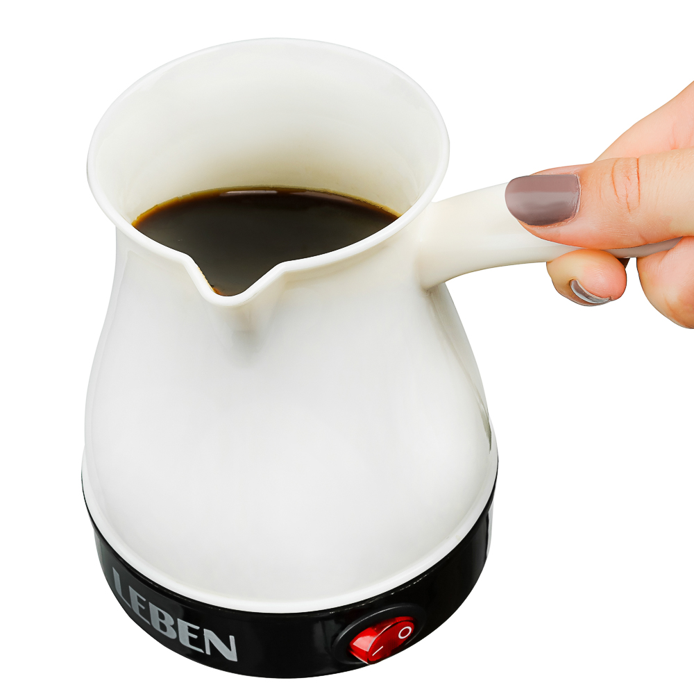 LEBEN Турка электрическая с выключателем 0,4л, 700Вт, молочный цвет, пластик, арт.№ 286-026