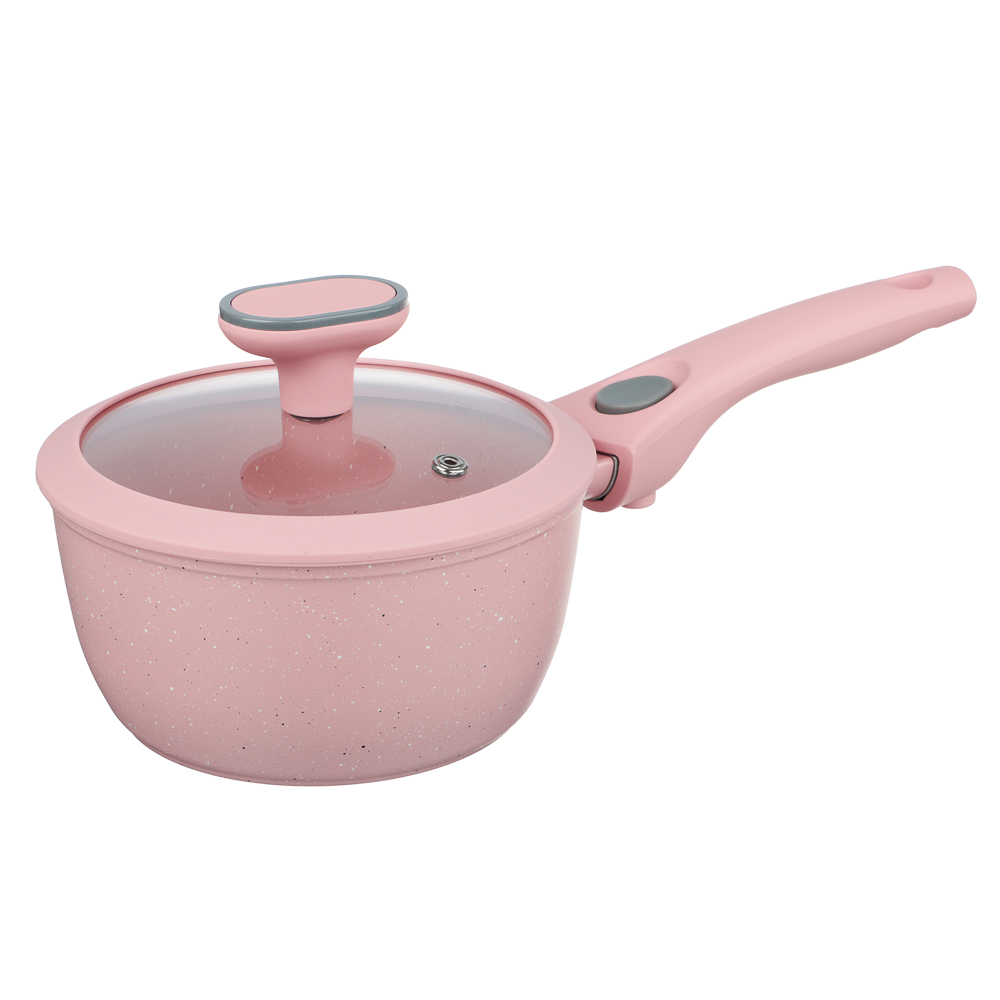 Ковш тм SATOSHI Ботаника 1,3л, d16см, с крышкой, съем. ручка, антиприг. покр. мрамор, инд, 3 цвета, арт.№ 846-773