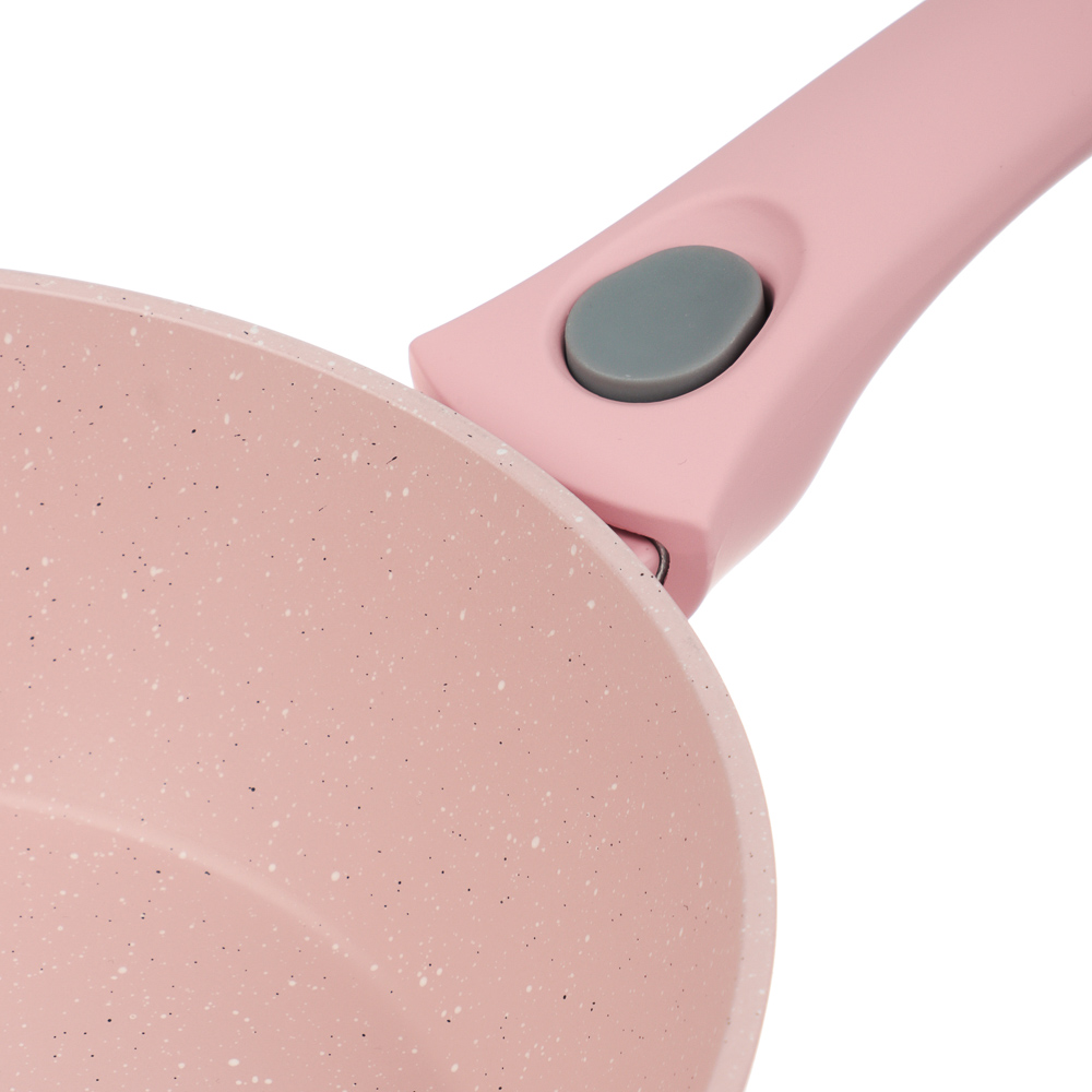 Сковорода глубокая литая тм SATOSHI Ботаника d24см, антиприг.покр. мрамор, съем. ручка, инд, 3 цвета, арт.№ 846-774