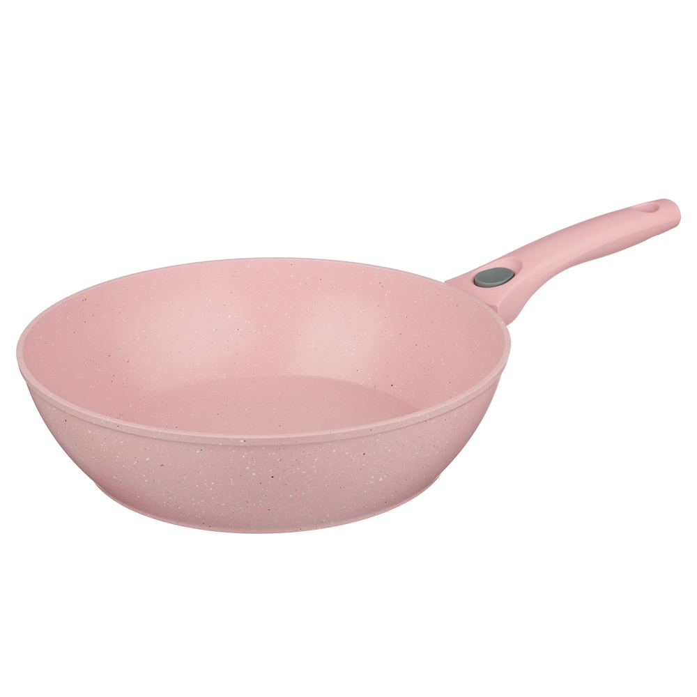 Сковорода глубокая литая тм SATOSHI Ботаника d28см, антиприг.покр. мрамор, съем. ручка, инд, 3 цвета, арт.№ 846-775