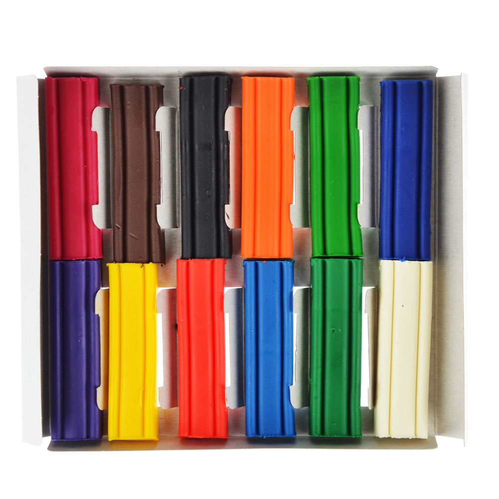 ClipStudio Пластилин мягкий, 12цв. 240г "Альфа", со стеком, в картонной коробке с выб.лаком, ПРЕМИУМ, арт.№ 239-046