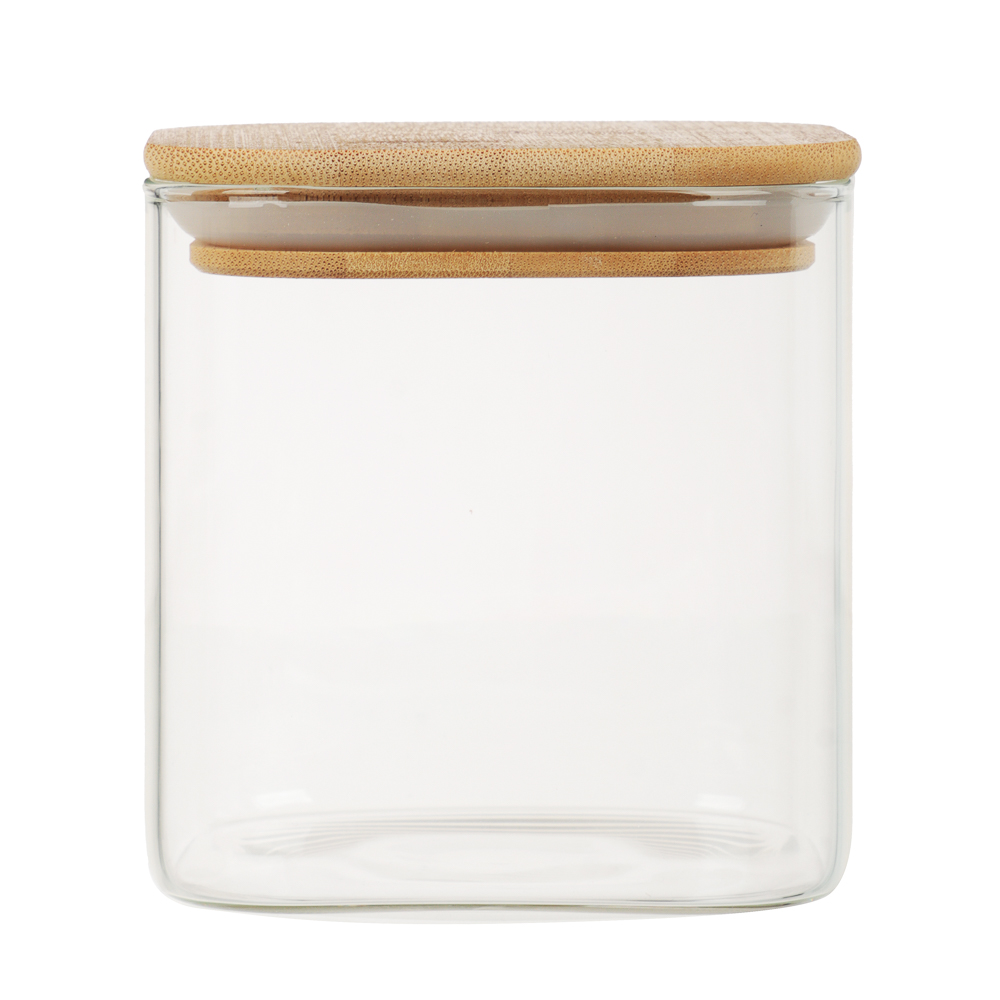 VETTA ЭКО Вуд Банка для хранения 750мл, 10,5х10х10см, стекло, бамбук, арт.№ 828-001