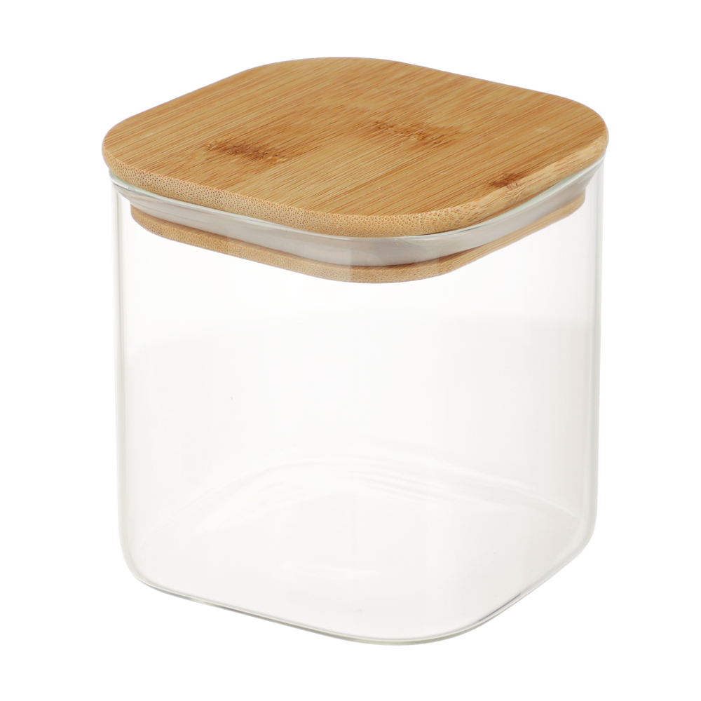 VETTA ЭКО Вуд Банка для хранения 750мл, 10,5х10х10см, стекло, бамбук, арт.№ 828-001