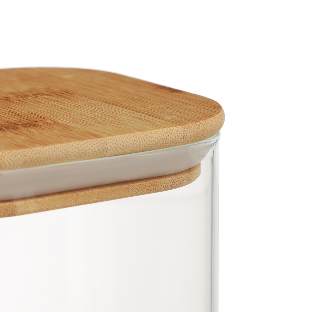 VETTA ЭКО Вуд Банка для хранения 750мл, 10,5х10х10см, стекло, бамбук, арт.№ 828-001