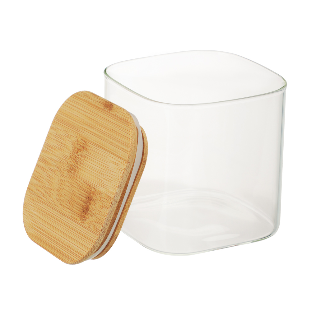 VETTA ЭКО Вуд Банка для хранения 750мл, 10,5х10х10см, стекло, бамбук, арт.№ 828-001