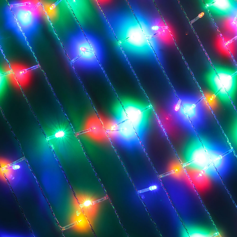 Гирлянда занавес 2x1,5 м СНОУ БУМ, 272 LED ламп, свечение мультицвет, ПВХ прозрачный, 8 режимов, коннектор, 220В, арт.№ 382-011