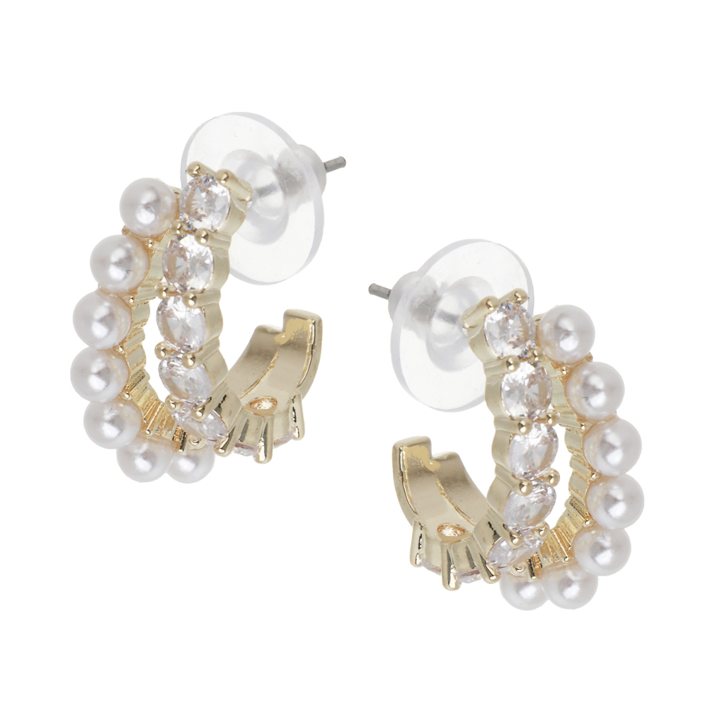 Серьги, медь, цирконий, 2 дизайна, БЖ25-1, арт.№ 023-001