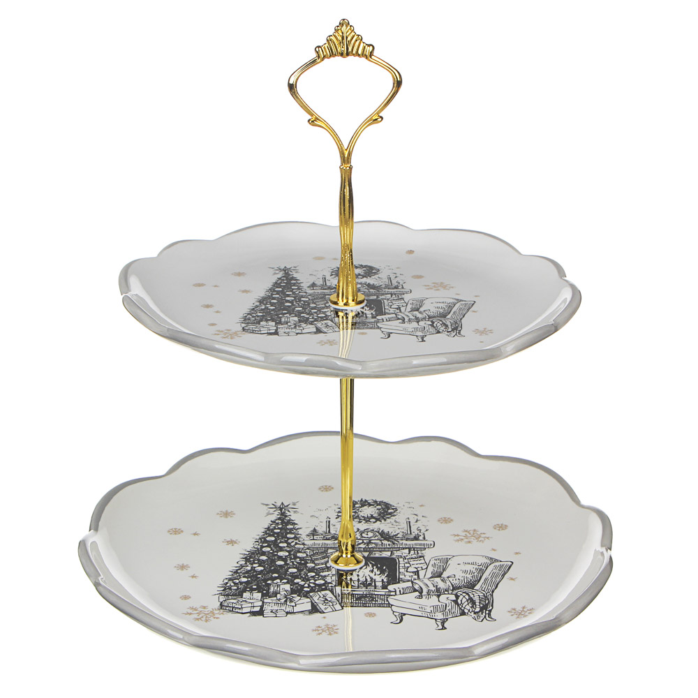 MILLIMI Чудесная ночь Ваза для фруктов двухъярусная d20см, d24,5см, керамика, арт.№ 820-095