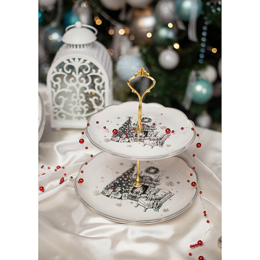 MILLIMI Чудесная ночь Ваза для фруктов двухъярусная d20см, d24,5см, керамика, арт.№ 820-095