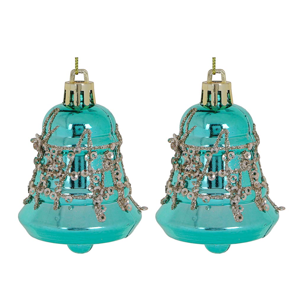 СНОУ БУМ Премиум Набор подвесок "Колокольчики" 5х6,5см, 2 шт, пластик, пайетки, 6 цветов, арт.№ 397-322