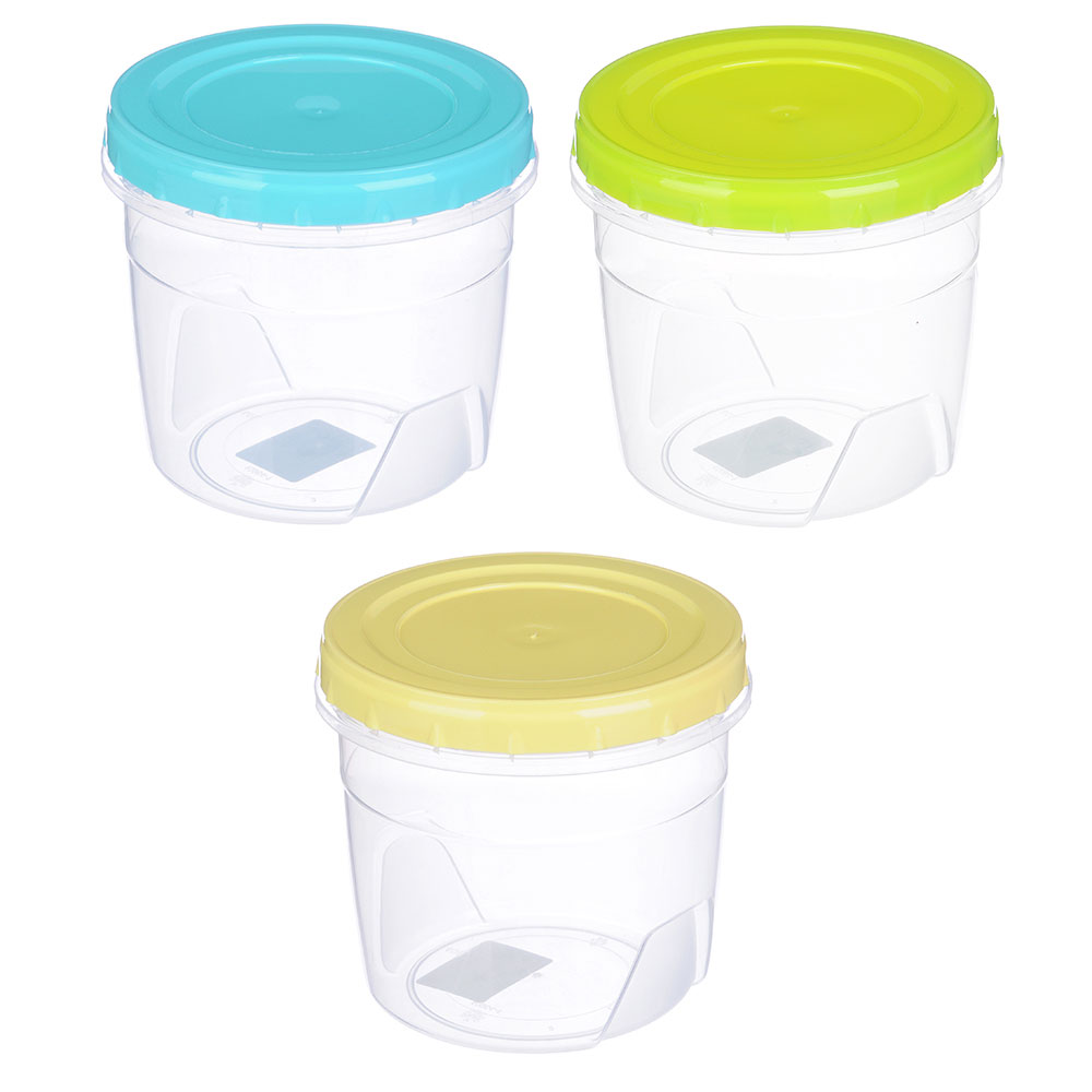 Банка для хранения продуктов пластиковая с завинчивающейся крышкой, 1л, 3 цвета, арт.№ 867-049