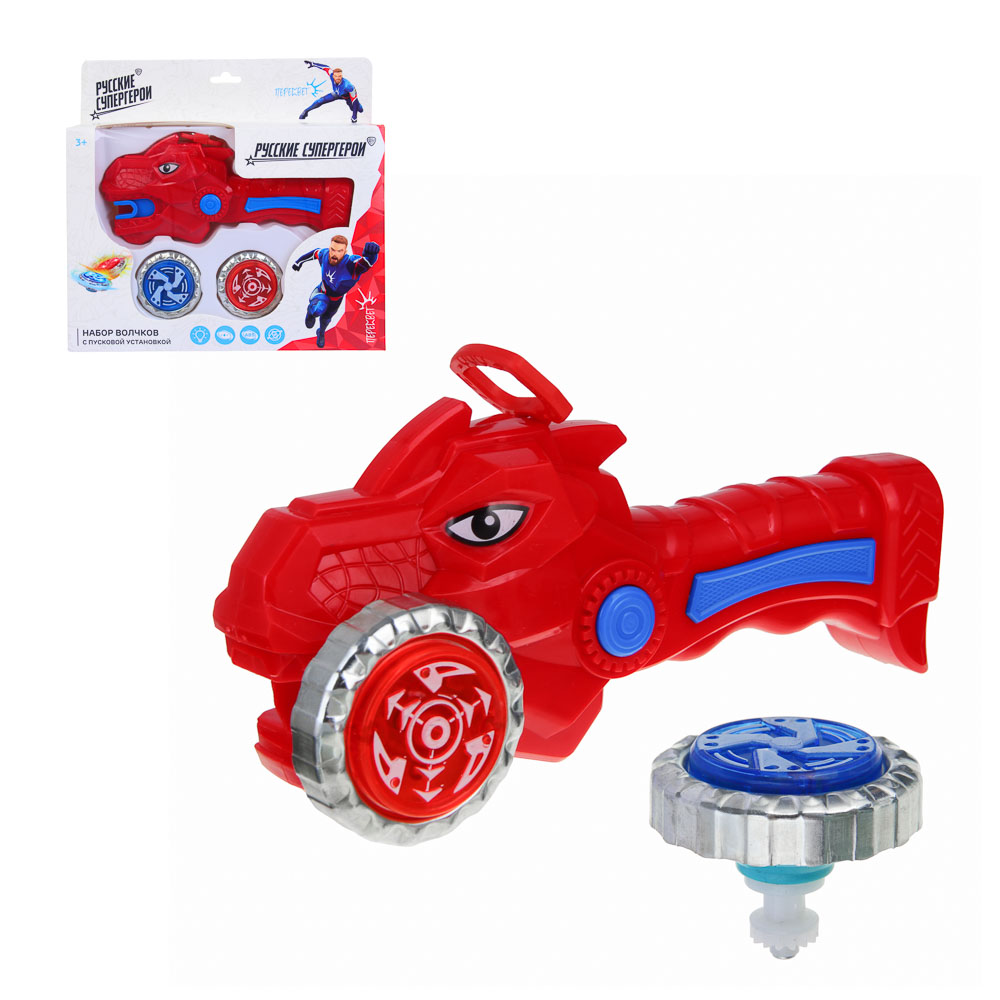 BY Русские Супергерои Набор волчков с пусковой установкой "Бой Пересвета", ABS, 23x22x5см, 3 цвета, арт.№ 260-046