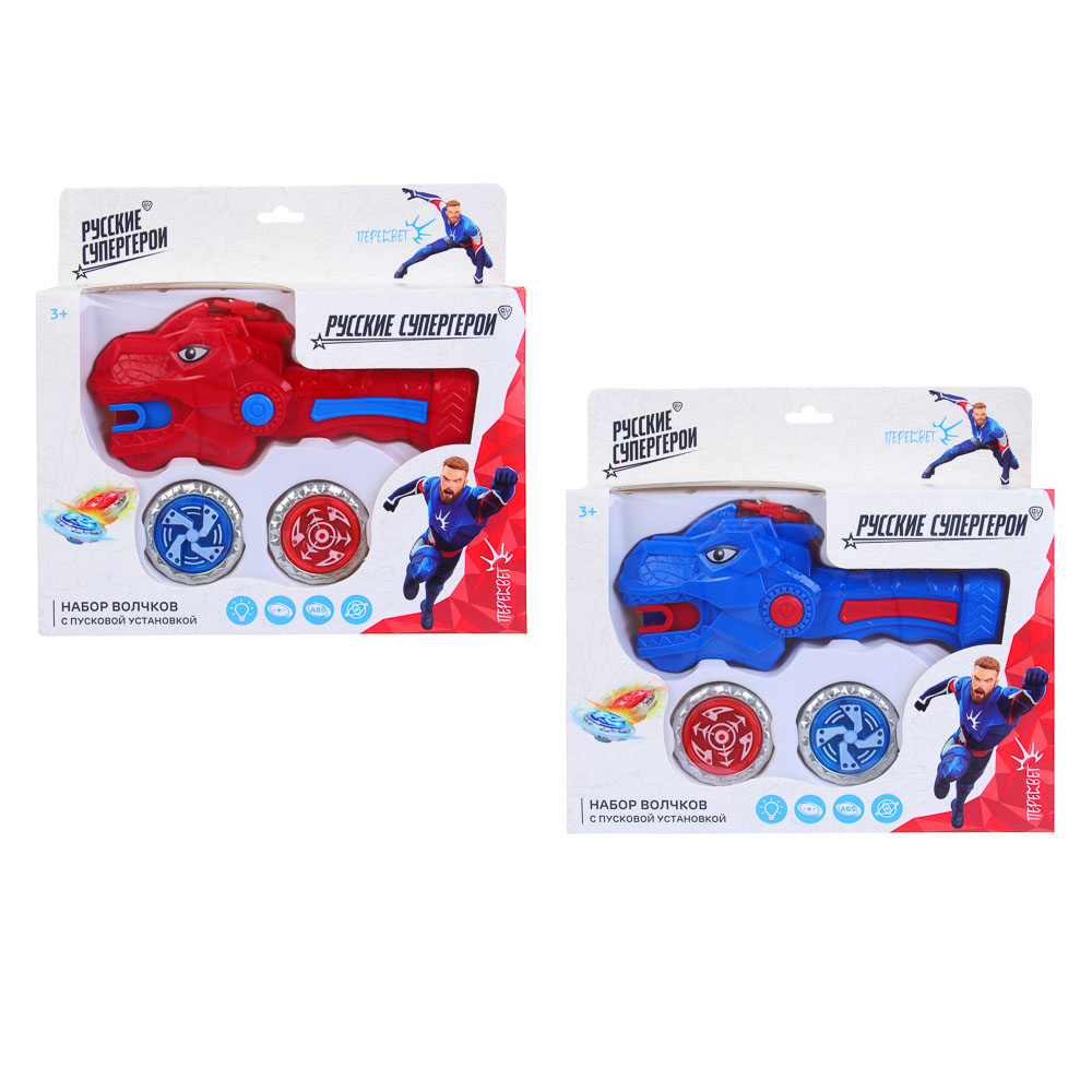 BY Русские Супергерои Набор волчков с пусковой установкой "Бой Пересвета", ABS, 23x22x5см, 3 цвета, арт.№ 260-046