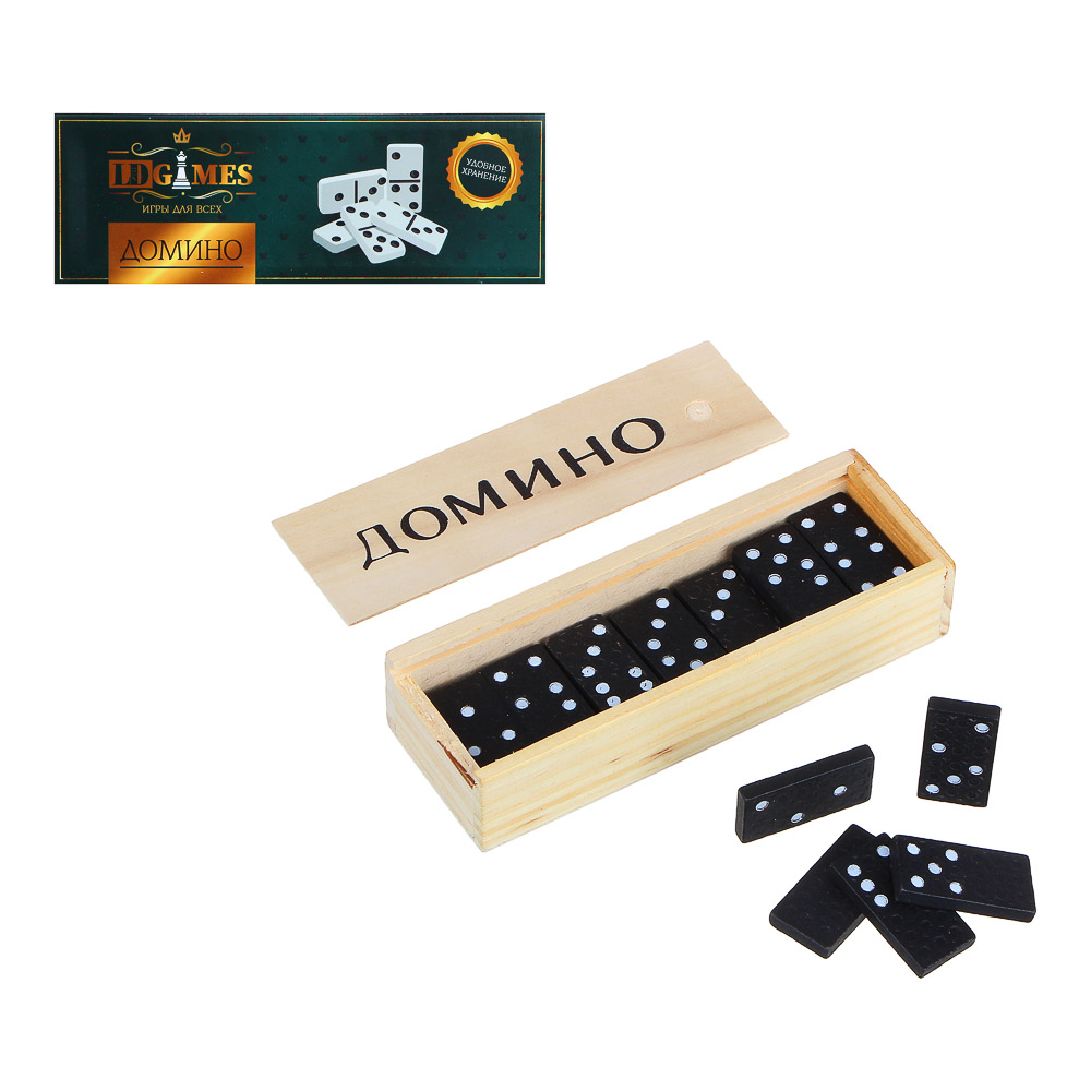LDGames Домино дерево, в деревянном пенале 15х5см, арт.№ 137-002