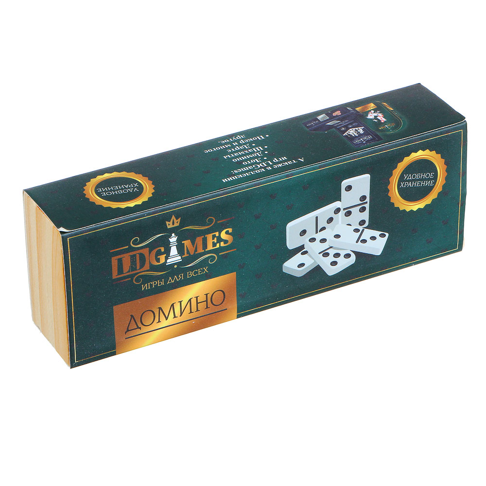 LDGames Домино дерево, в деревянном пенале 15х5см, арт.№ 137-002