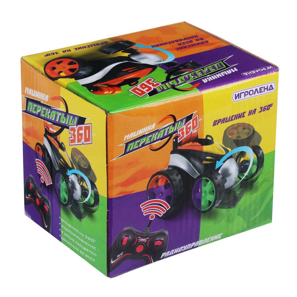 ИГРОЛЕНД Машина на радиоуправлении перекатыш 360, ABS, TPR, PP, 2АА+2ААА, 11х12,5х10см, арт.№ 293-075