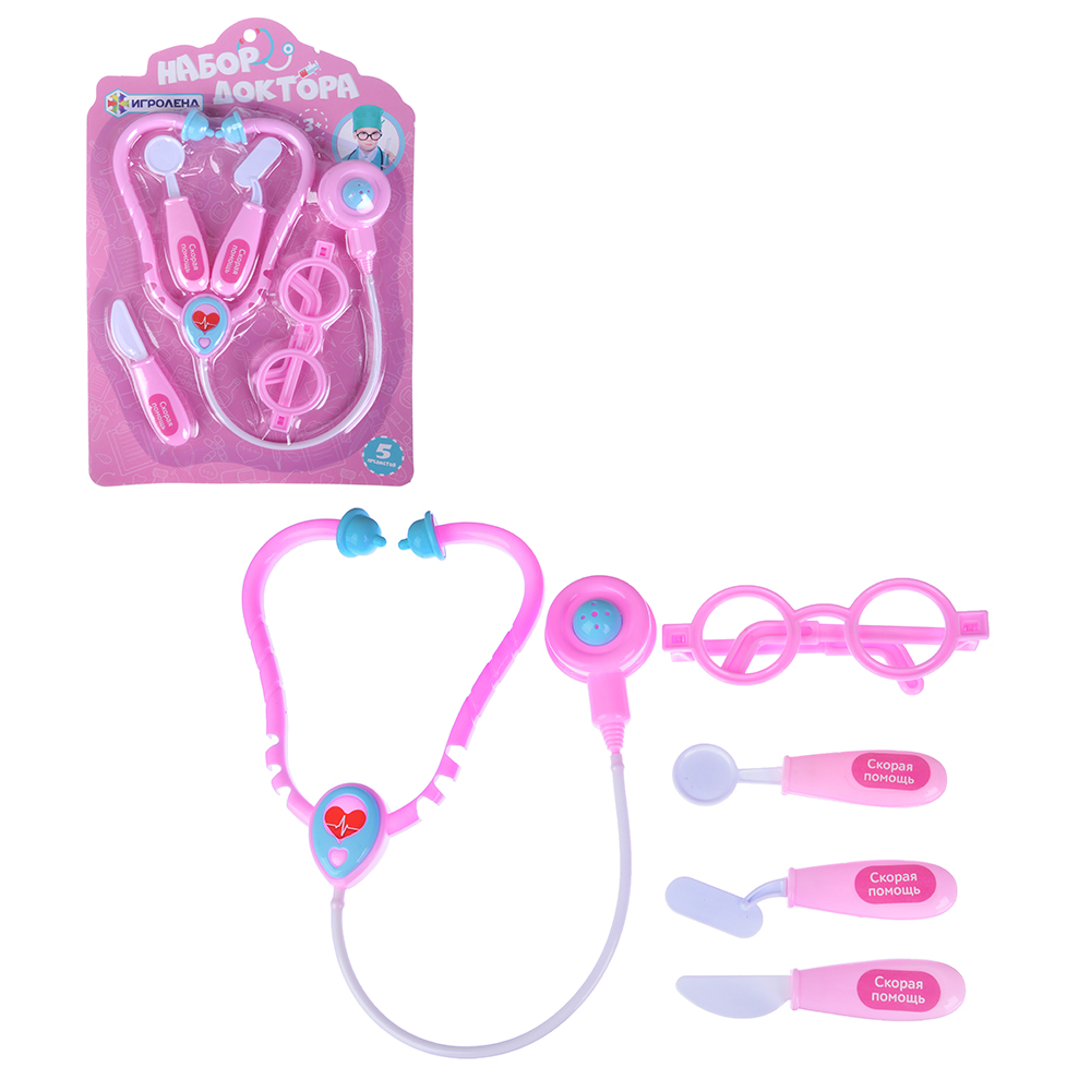 ИГРОЛЕНД Набор доктора, 5пр.,PP , 32х22х3см, 2 дизайна, арт.№ 294-103
