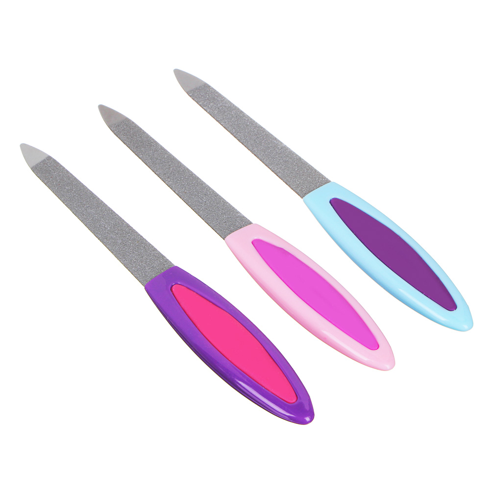 ЮНИLOOK Пилка для ногтей алмазная 2-х сторонняя, 180/180 грит, сталь, пластик, резина, 13см, 3 цвета, арт.№ 305-186