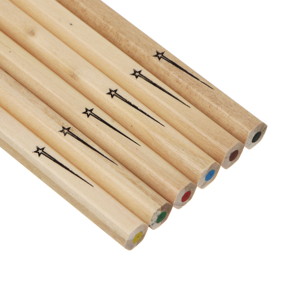 Карандаши 6 цв., мини 9см. BY Русские Супергерои "Свет" натурал. дерево, шестигранные, крафт, арт.№ 801-096