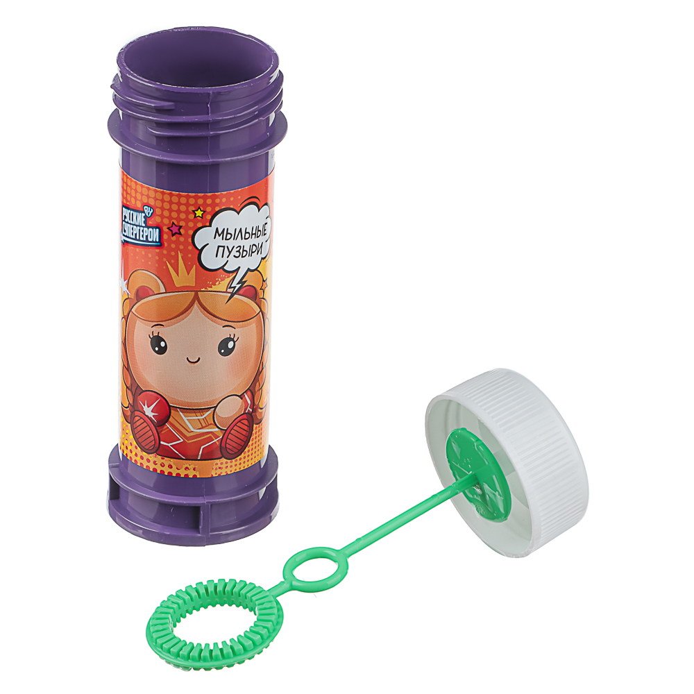 Мыльные пузыри "Русские Супергерои", BY, 50мл, мыльный раствор, пластик, 6 дизайнов, арт.№ 460-034