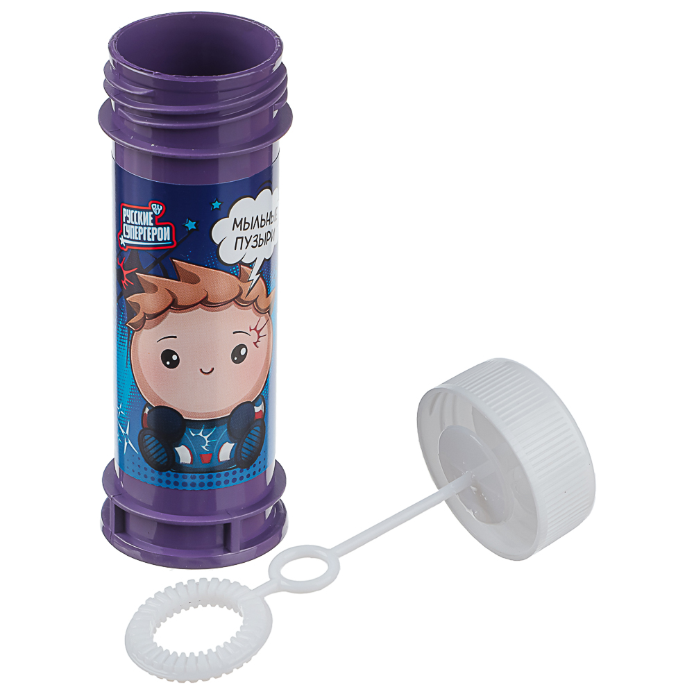 Мыльные пузыри "Русские Супергерои", BY, 50мл, мыльный раствор, пластик, 6 дизайнов, арт.№ 460-034
