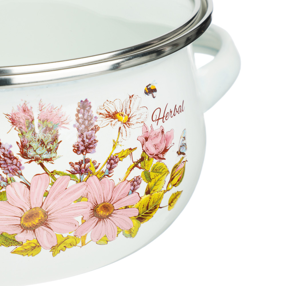 Набор мини-кастрюли 2шт.+салатник 1шт., с крышками, 6 пр (14/16/+14см, 0,7/1,1+0,7л) "Ботаника", арт.№ 894-011