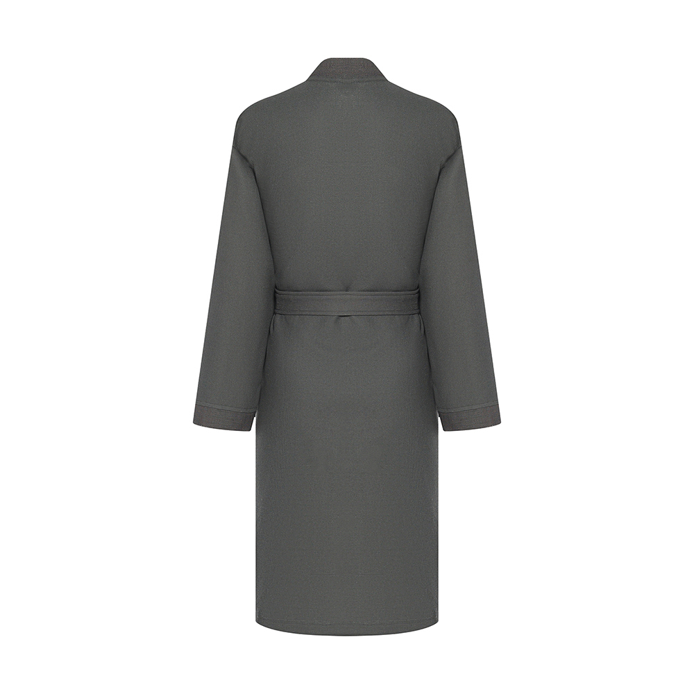 BY COLLECTION Халат мужской вафельный, size XL, 90% хлопок, 10% полиэстер, графит, арт.№ 482-616