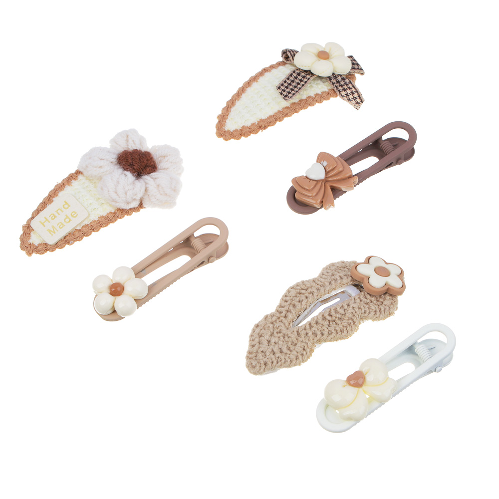 ЮНИLOOK Зажимы для волос 2шт, 6-7,5см, сплав, полиэстер, пластик, 3 дизайна, ACS-108, арт.№ 321-039